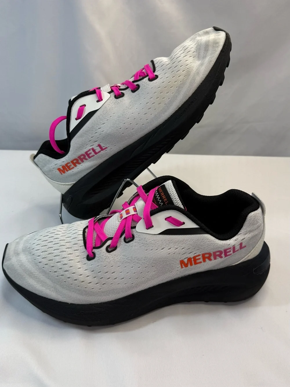 Merrell Women's White Athletic Shoes with Pink and Orange Accents